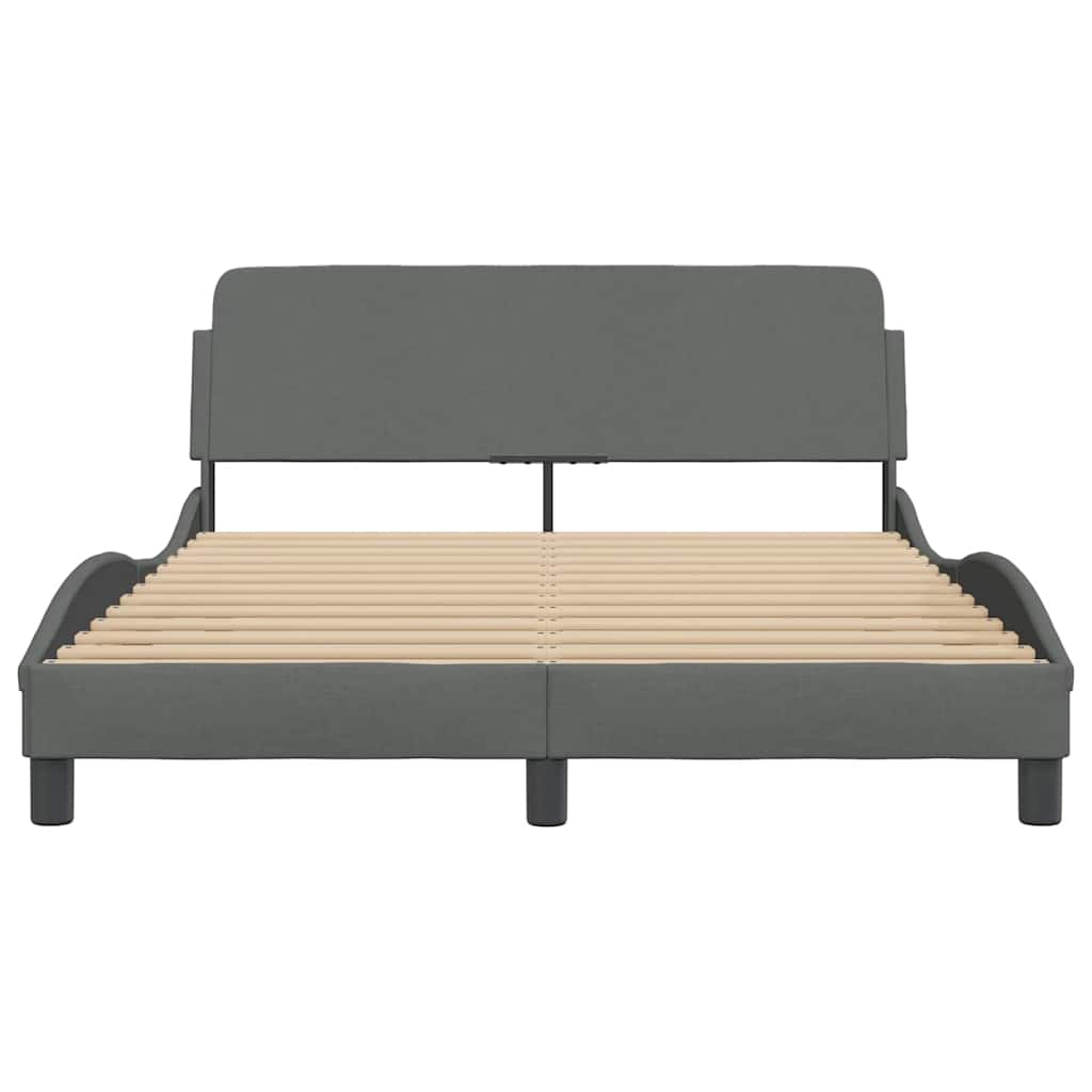 Bed Frame "Dover" Dark Gray 53.9"x74.8" Fabric