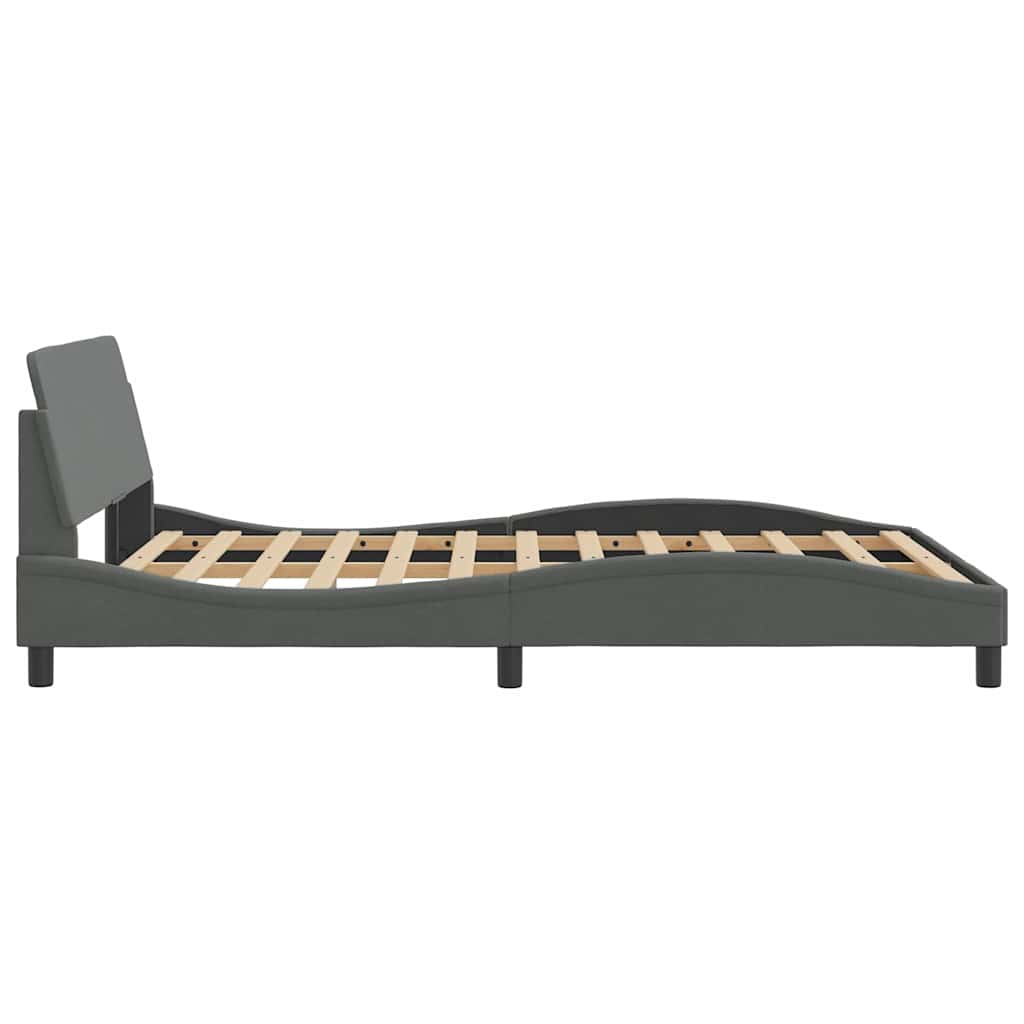 Bed Frame "Dover" Dark Gray 53.9"x74.8" Fabric