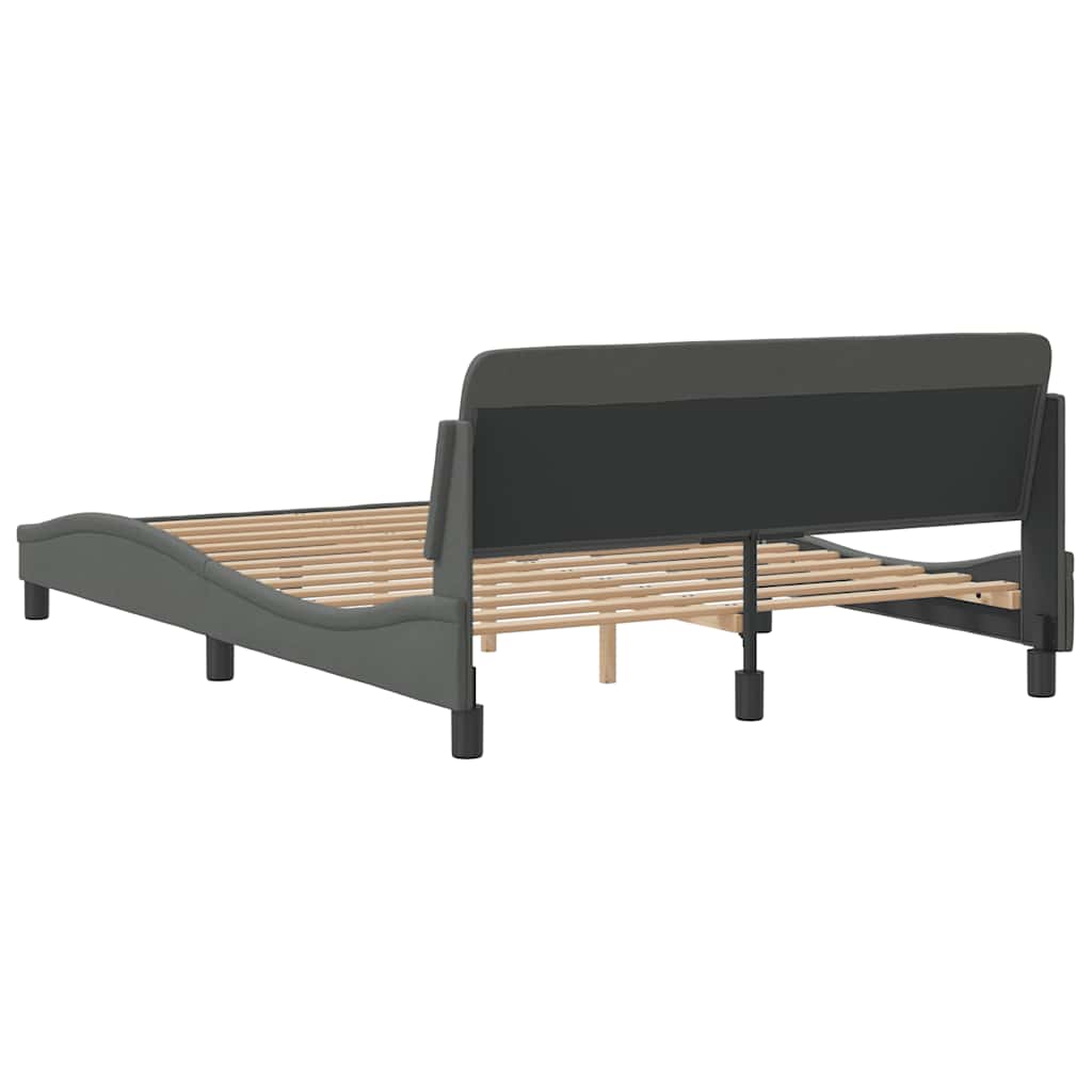 Bed Frame "Dover" Dark Gray 53.9"x74.8" Fabric