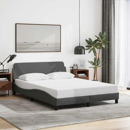 Bed Frame "Dover" Dark Gray 53.9"x74.8" Fabric