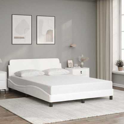 Bed Frame "Dover" White 53.9"x74.8" Faux Leather
