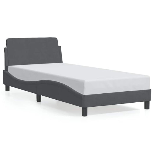 Bed Frame "Dover" Dark Grey 90x190 cm Single Velvet