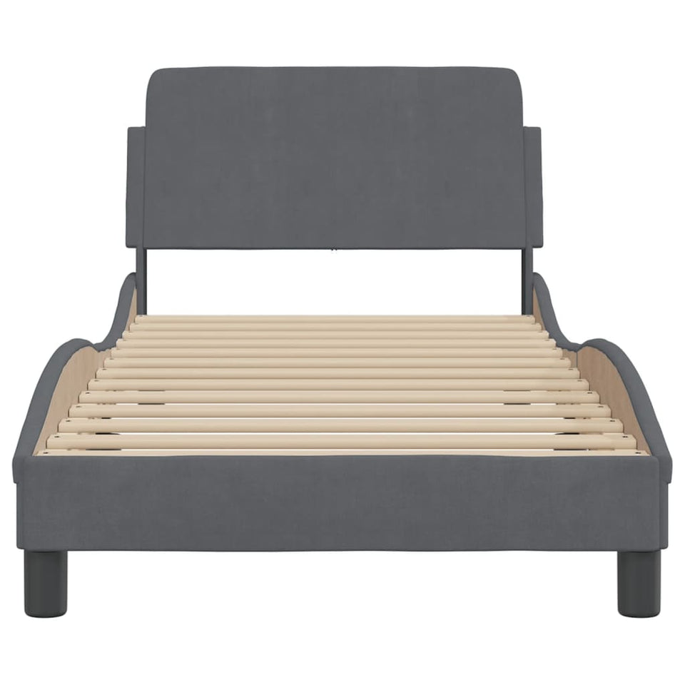 Bed Frame with Headboard Dark Grey 90x190 cm Single Velvet