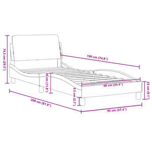 Bed Frame with Headboard Dark Grey 90x190 cm Single Velvet