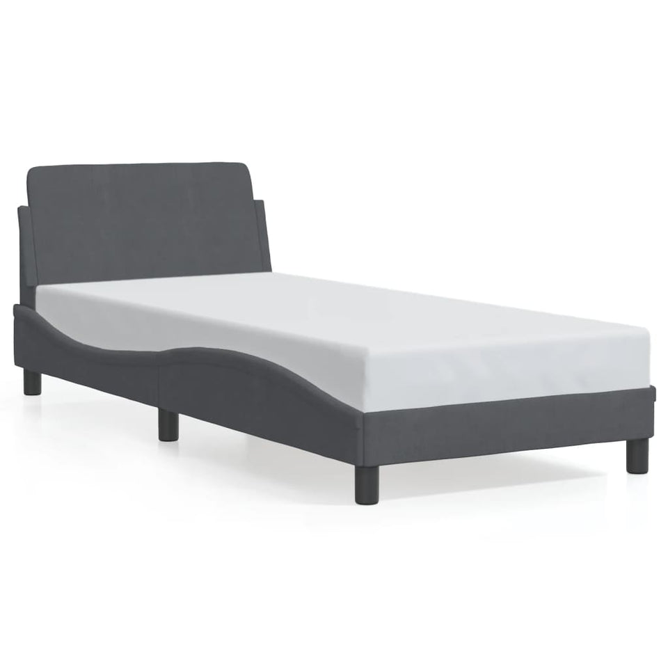 Bed Frame with Headboard Dark Grey 90x190 cm Single Velvet