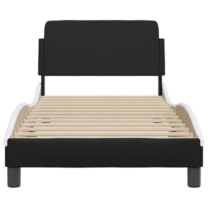 Bed Frame "Dover" Black and White 90x190 cm Single Faux Leather