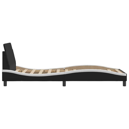 Bed Frame "Dover" Black and White 90x190 cm Single Faux Leather