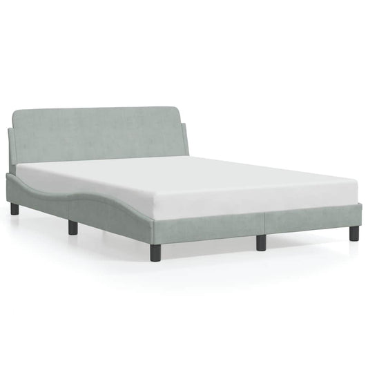 Bed Frame "Dover" Light Grey 135x190 cm Double Velvet