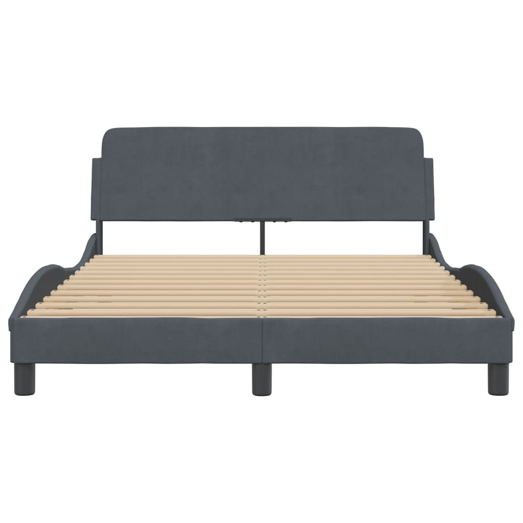 Bed Frame "Dover" Dark Grey 135x190 cm Double Velvet