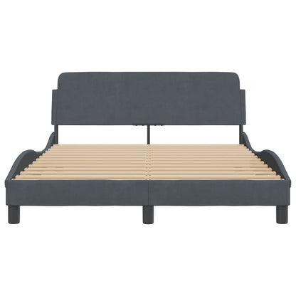 Bed Frame "Dover" Dark Grey 135x190 cm Double Velvet