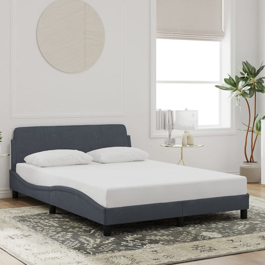 Bed Frame "Dover" Dark Grey 135x190 cm Double Velvet