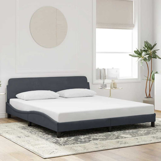 Bed Frame "Dover" Dark Grey 180x200 cm Super King Velvet