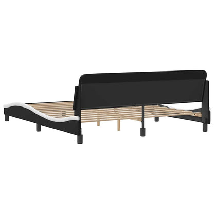 Bed Frame "Dover" Black and White 180x200 cm Super King Faux Leather