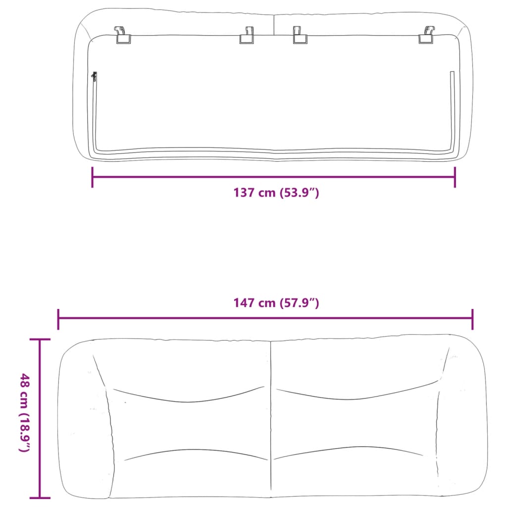 Headboard Cushion "Hvar" Dark Gray 53.9" Fabric