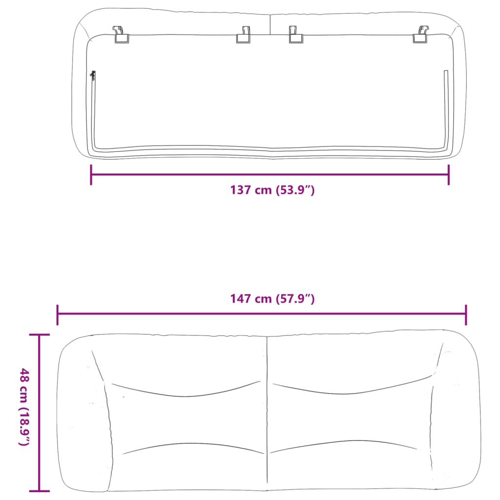 Headboard Cushion "Hvar" Black 53.9" Faux Leather