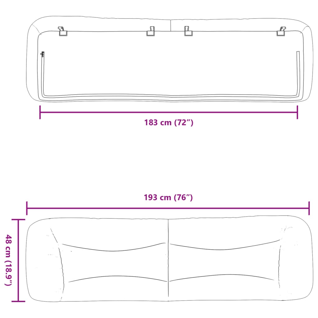 Headboard Cushion "Hvar" Dark Gray 72" Fabric
