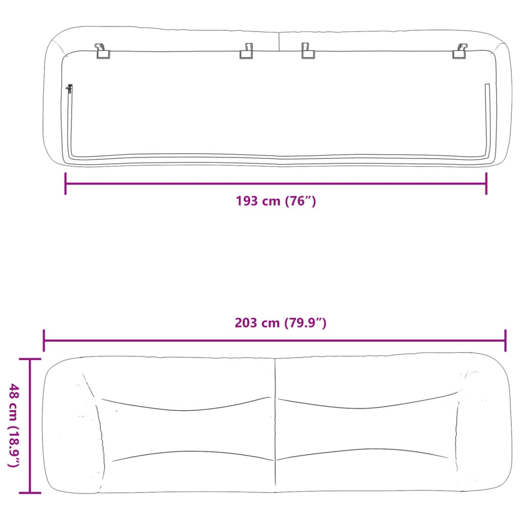 Headboard Cushion "Hvar" Light Gray 76" Fabric