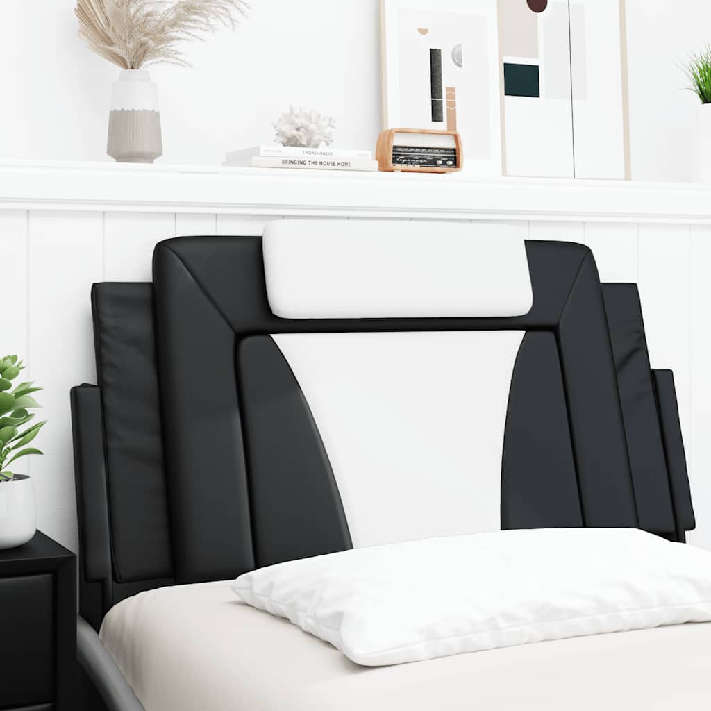 Headboard Cushion "Viana" Black and White 39.4" Faux Leather