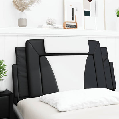 Headboard Cushion "Viana" Black and White 39.4" Faux Leather