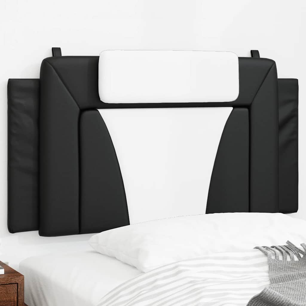 Headboard Cushion "Viana" Black and White 39.4" Faux Leather