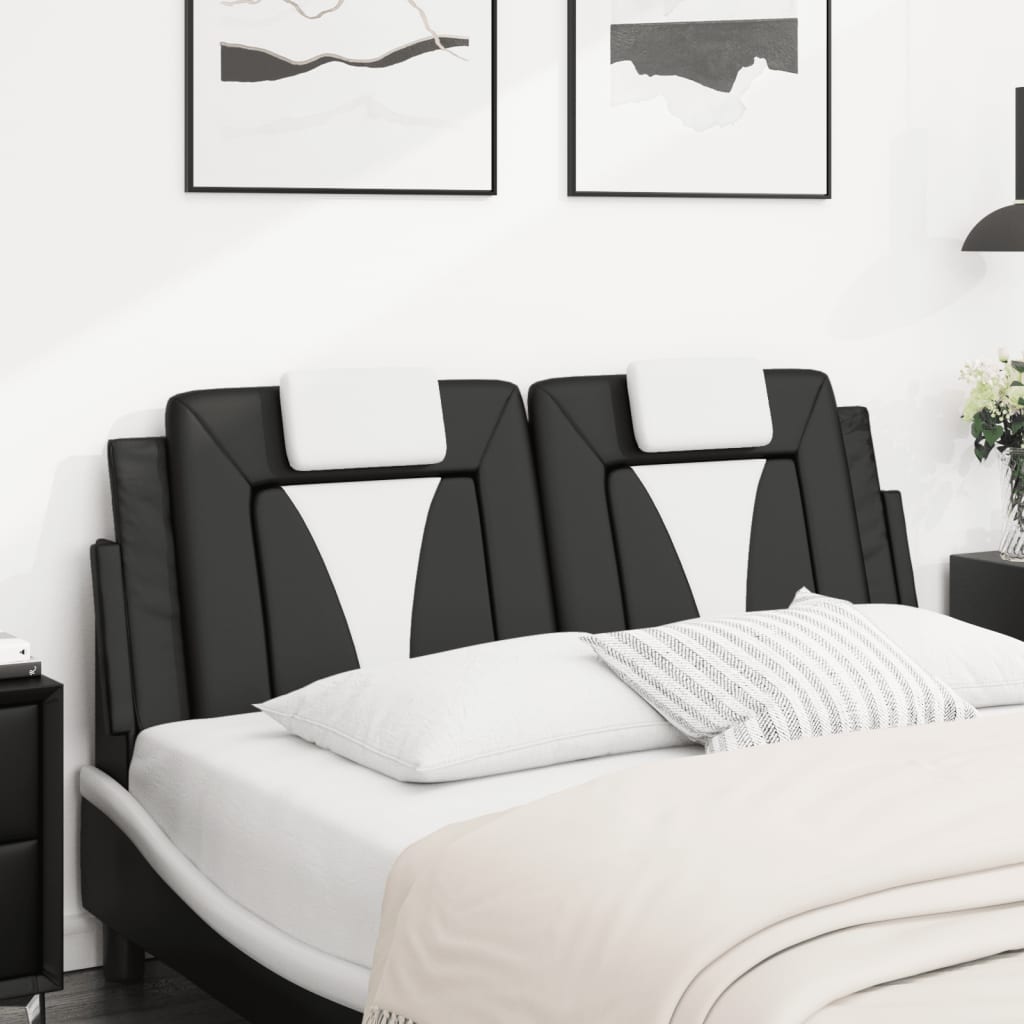 Headboard Cushion "Viana" Black and White 59.8" Faux Leather