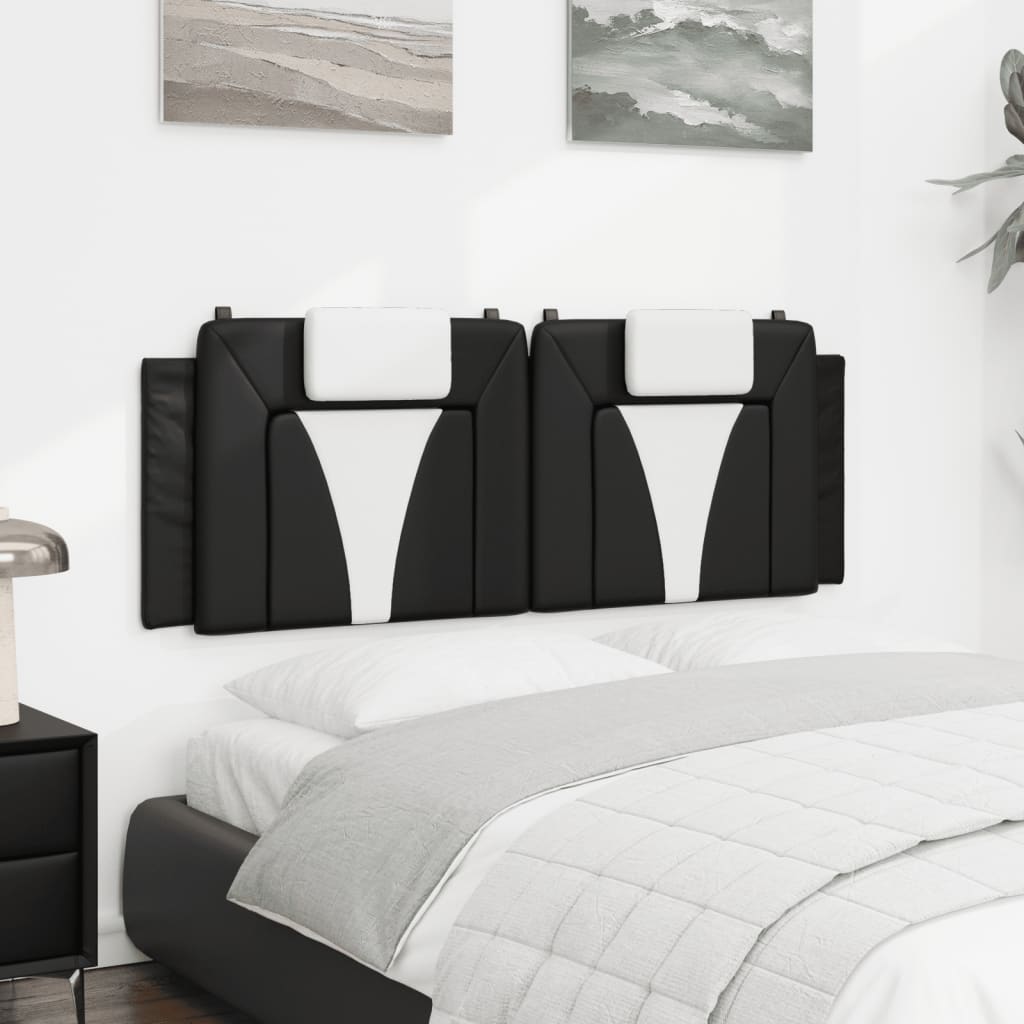 Headboard Cushion "Viana" Black and White 59.8" Faux Leather