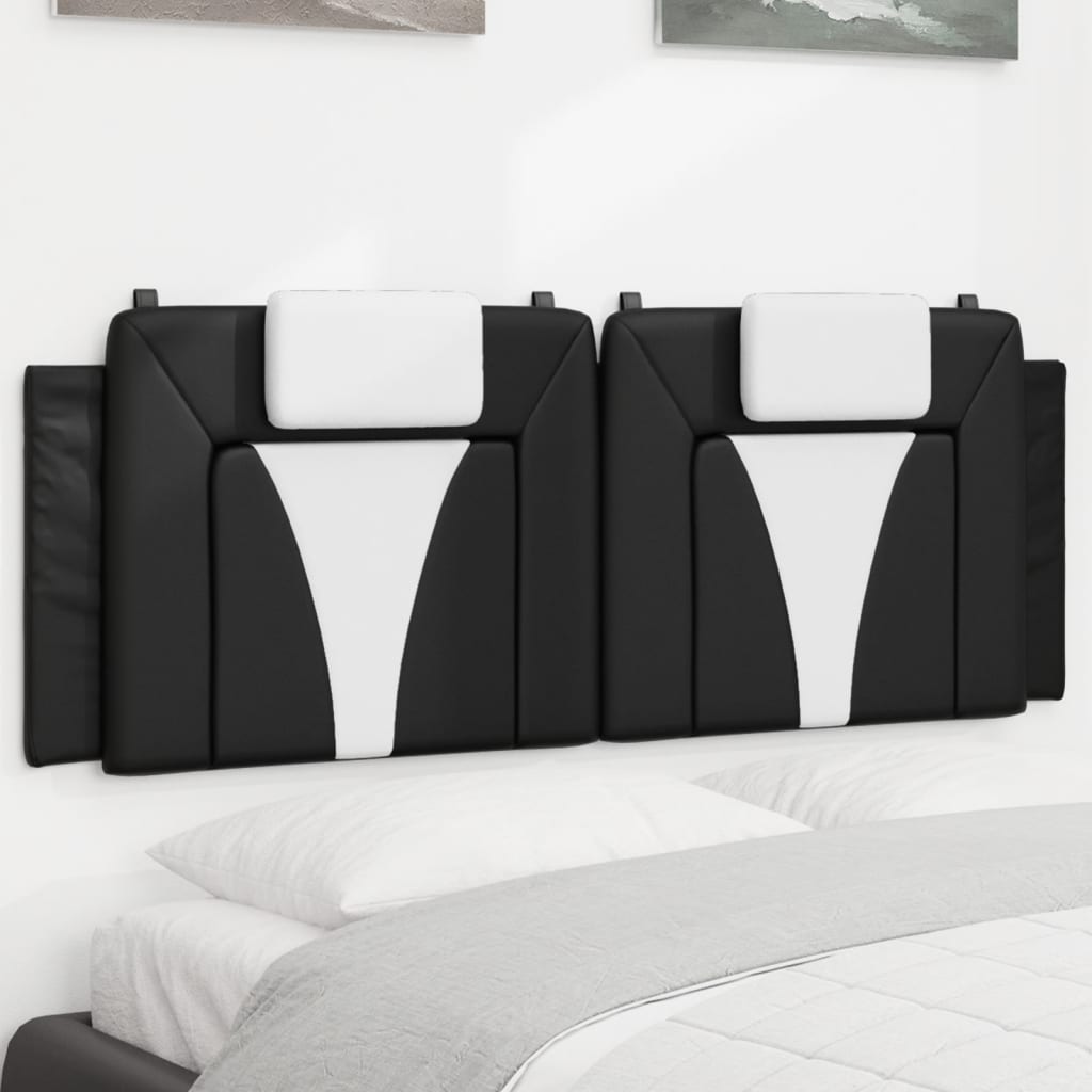 Headboard Cushion "Viana" Black and White 59.8" Faux Leather