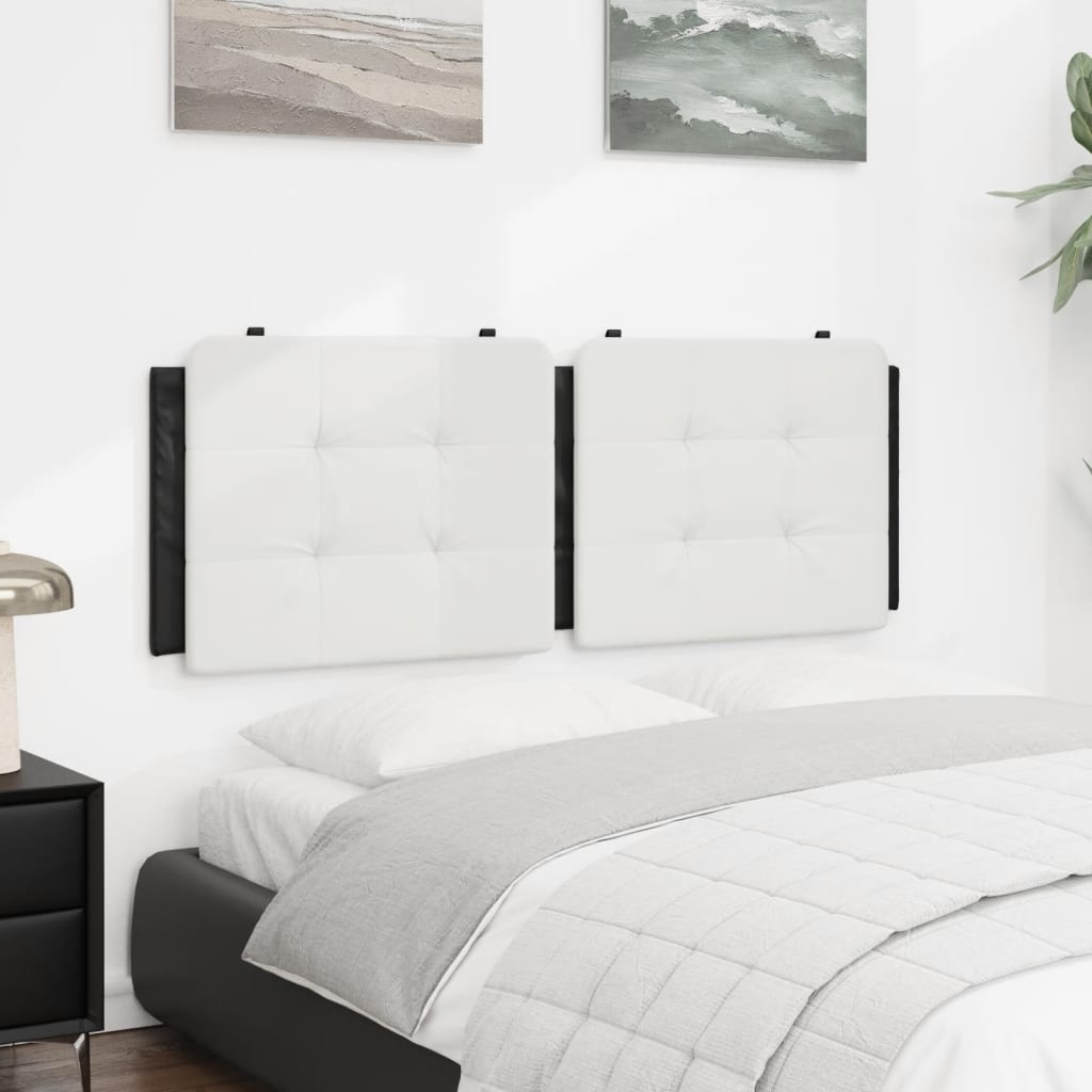 Headboard Cushion "Zadar" White and Black 53.9" Faux Leather