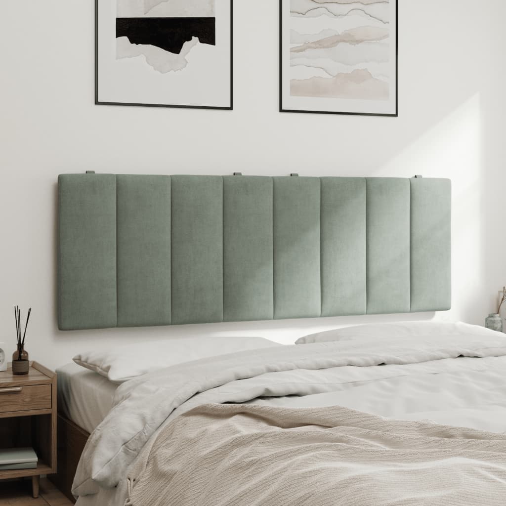 Headboard Cushion "Hanko" Light Gray 53.9" Velvet