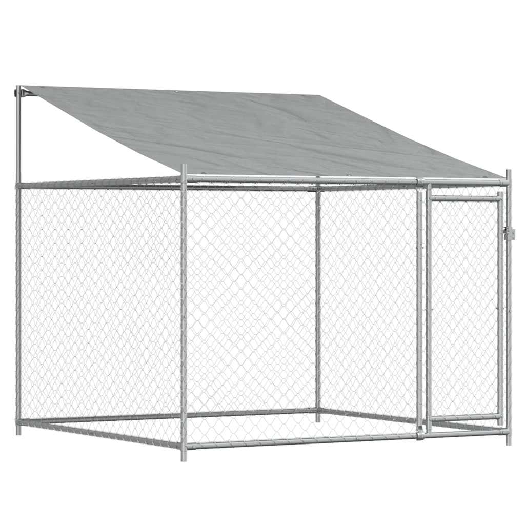 Dog Cage with Roof and Doors Grey 10x2x2 m Galvanised Steel