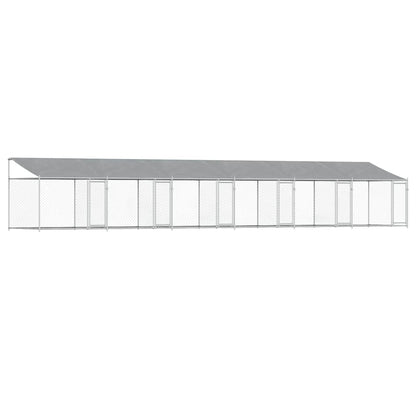 Dog Cage with Roof and Doors Grey 12x2x2 m Galvanised Steel