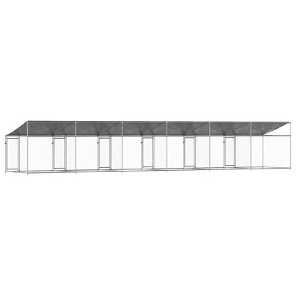 Dog Cage with Roof and Doors Grey 12x2x2 m Galvanised Steel