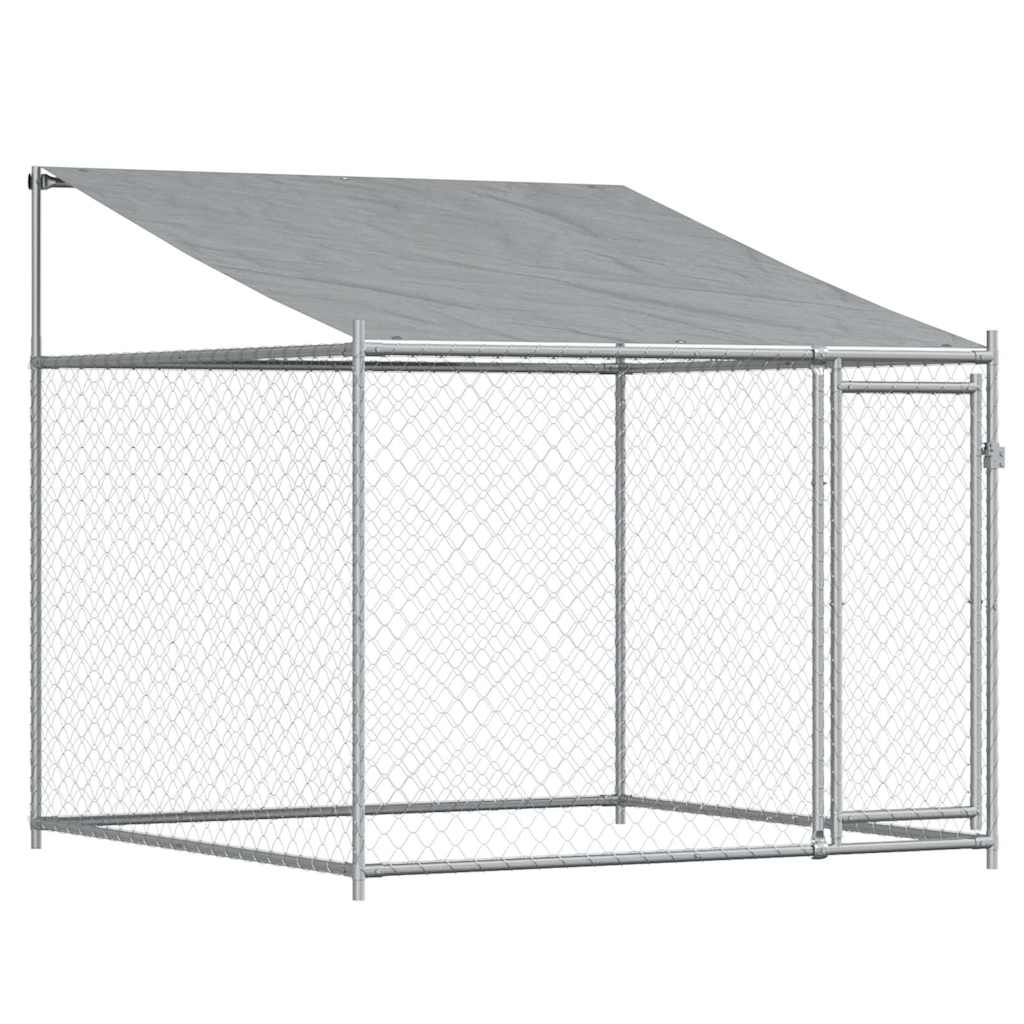 Dog Cage with Roof and Doors Grey 12x2x2 m Galvanised Steel