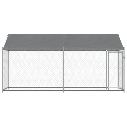 Dog Cage with Roof and Door Grey 4x2x2 m Galvanised Steel