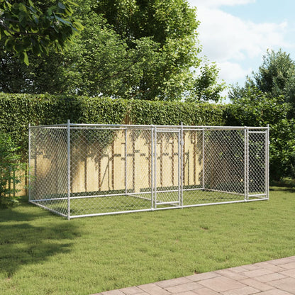 Dog Cage with Doors Gray 13.1'x6.6'x4.9'Galvanized Steel