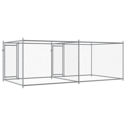 Dog Cage with Doors Gray 13.1'x6.6'x4.9'Galvanized Steel
