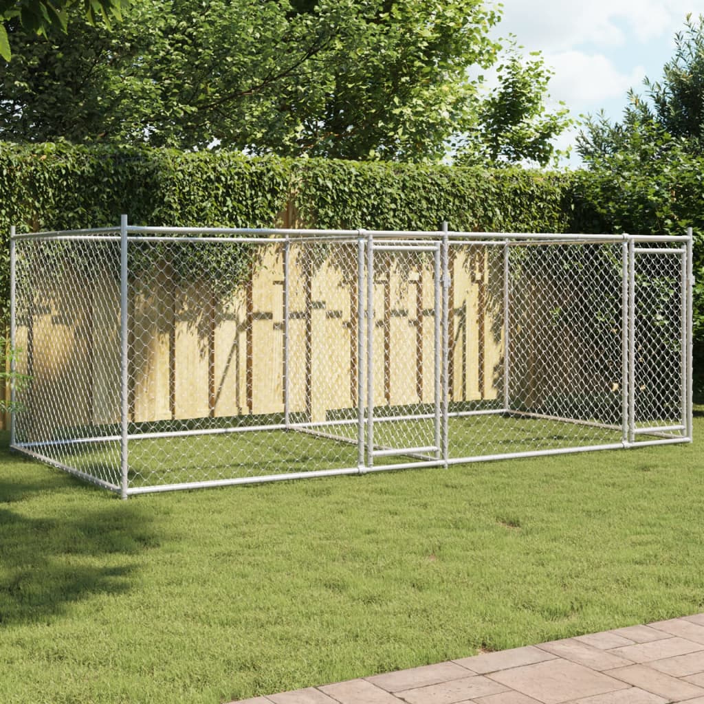 Dog Cage with Doors Gray 13.1'x6.6'x4.9'Galvanized Steel