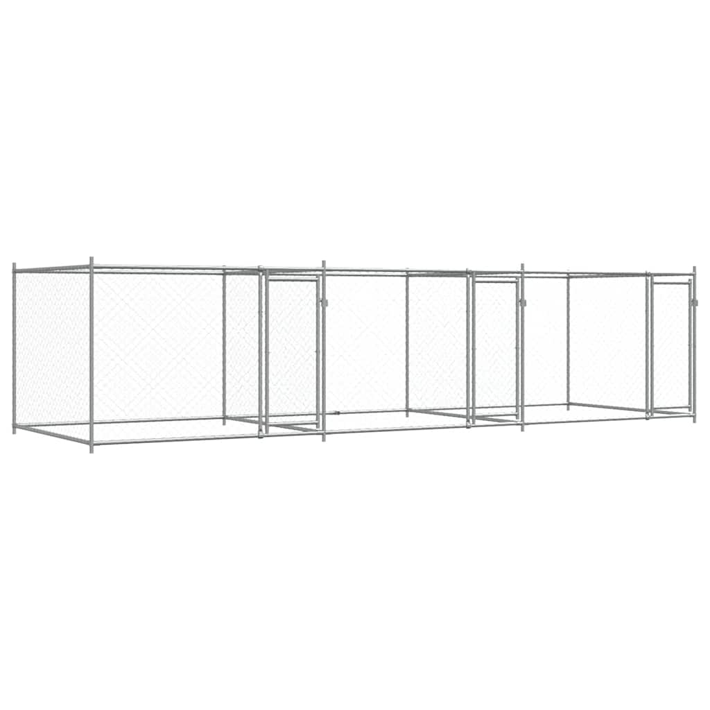 Dog Cage with Doors Gray 19.7'x6.6'x4.9'Galvanized Steel