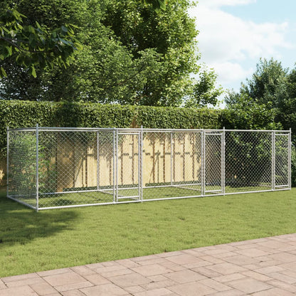 Dog Cage with Doors Gray 19.7'x6.6'x4.9'Galvanized Steel