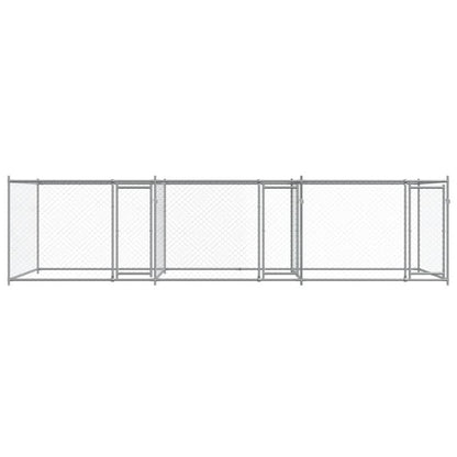 Dog Cage with Doors Gray 19.7'x6.6'x4.9'Galvanized Steel