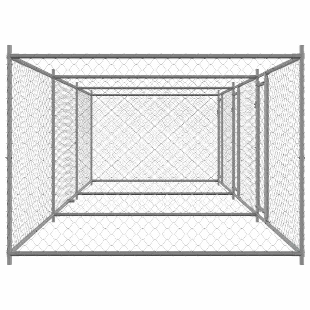 Dog Cage with Doors Gray 19.7'x6.6'x4.9'Galvanized Steel