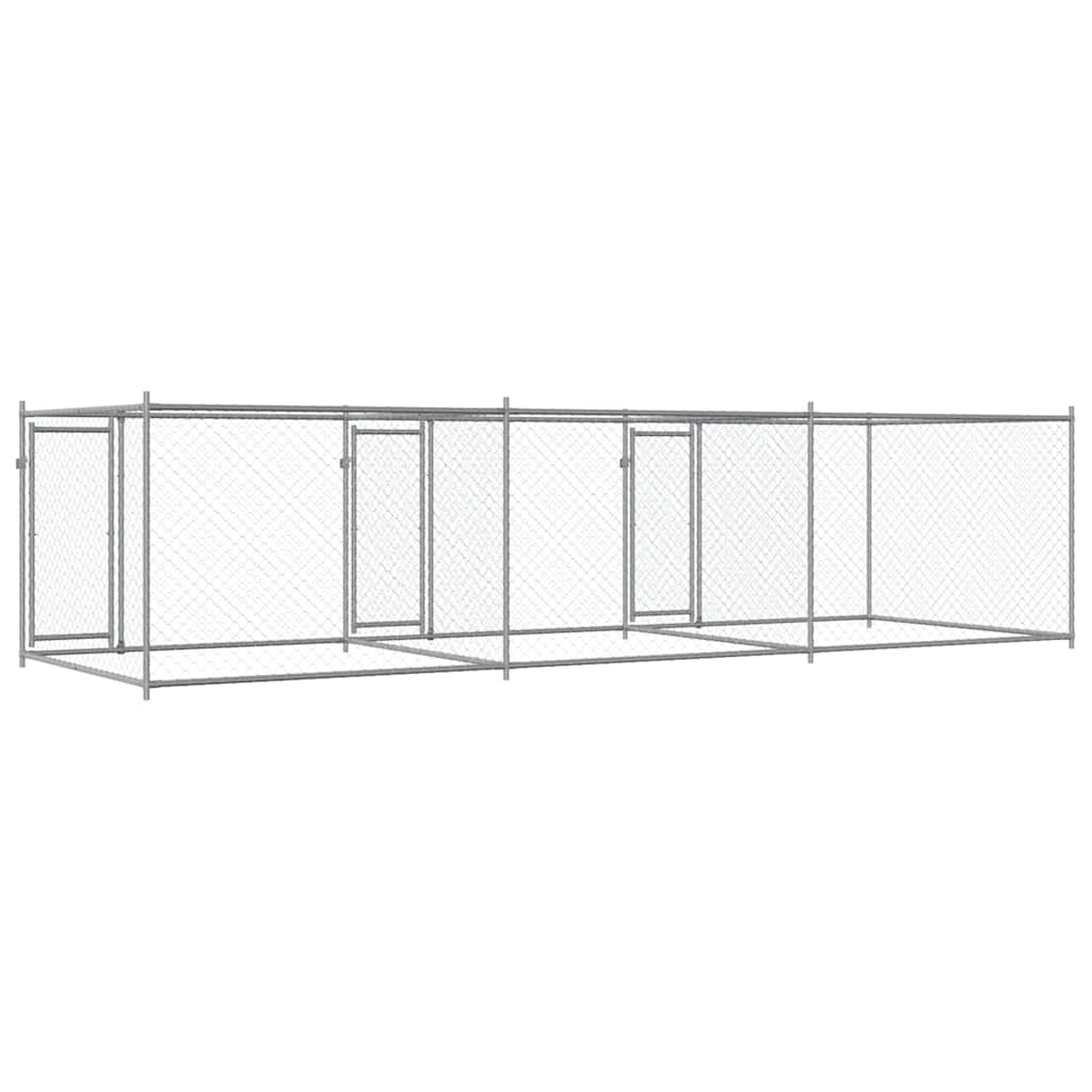 Dog Cage with Doors Gray 19.7'x6.6'x4.9'Galvanized Steel