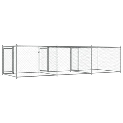Dog Cage with Doors Gray 19.7'x6.6'x4.9'Galvanized Steel