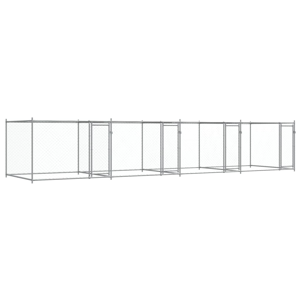 Dog Cage with Doors Gray 26.2'x6.6'x4.9'Galvanized Steel