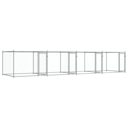 Dog Cage with Doors Gray 26.2'x6.6'x4.9'Galvanized Steel