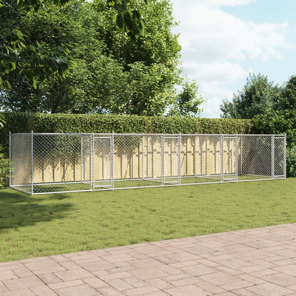 Dog Cage with Doors Gray 26.2'x6.6'x4.9'Galvanized Steel