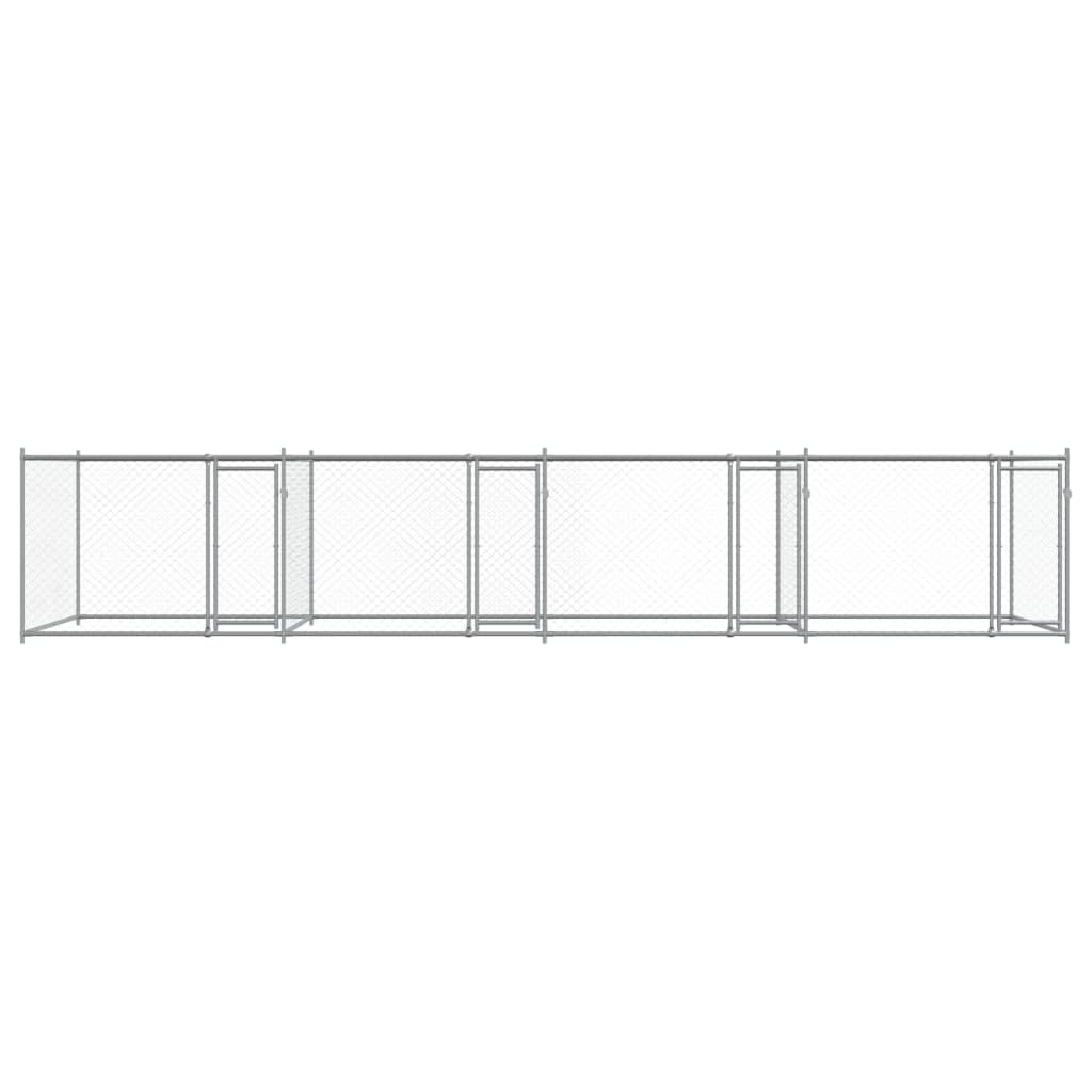 Dog Cage with Doors Gray 26.2'x6.6'x4.9'Galvanized Steel