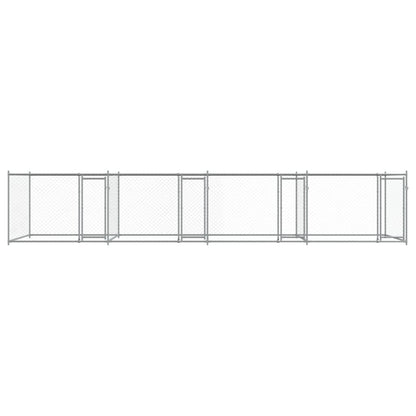 Dog Cage with Doors Gray 26.2'x6.6'x4.9'Galvanized Steel