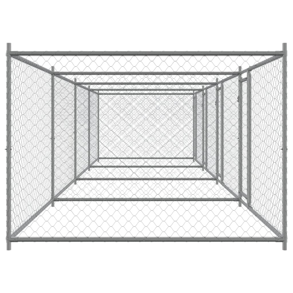Dog Cage with Doors Gray 26.2'x6.6'x4.9'Galvanized Steel