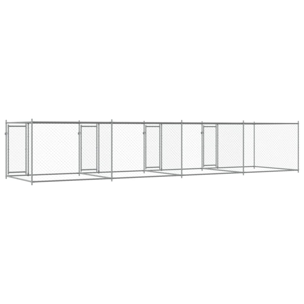 Dog Cage with Doors Gray 26.2'x6.6'x4.9'Galvanized Steel